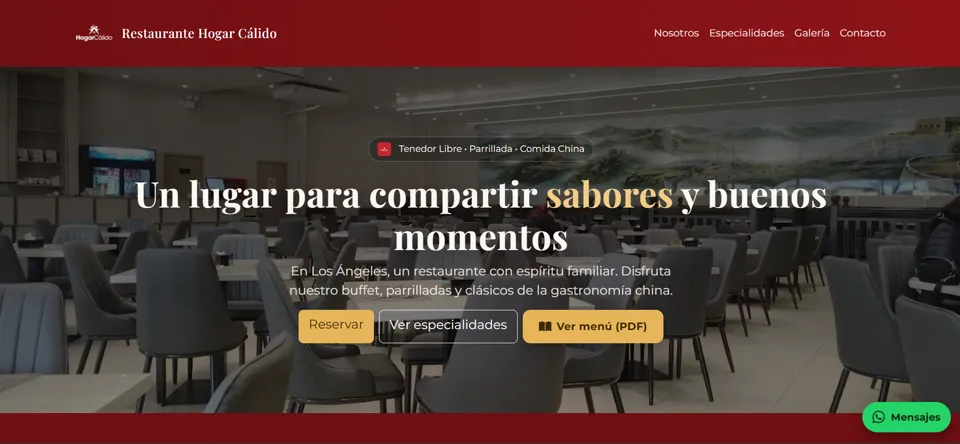 Captura del sitio Hogar Cálido